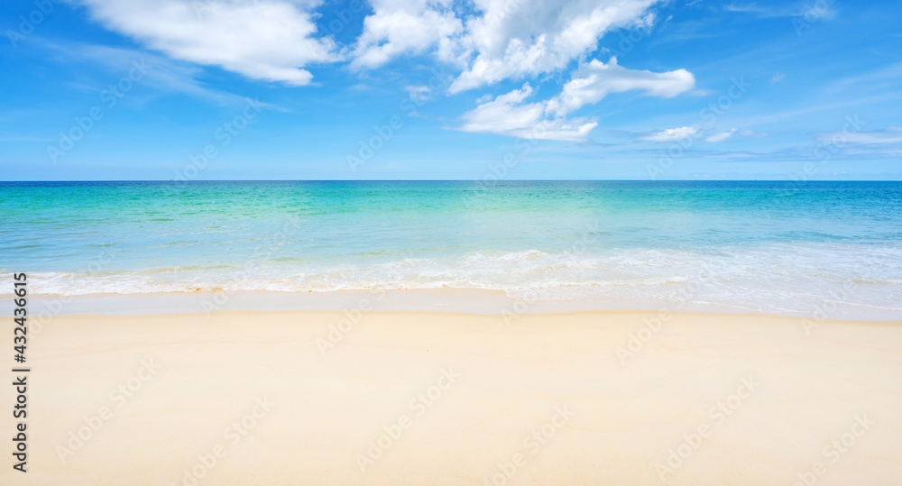 Beautiful sandy beach and sea with clear blue sky background Amazing  beach blue sky sand sun daylig