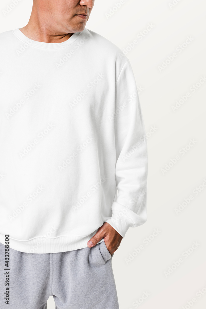 Asian man wearing white sweater close-up