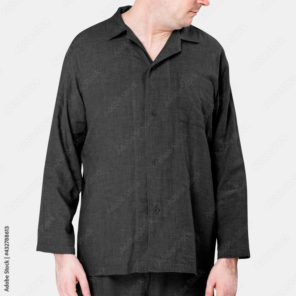 Man wearing black pajamas sleepwear