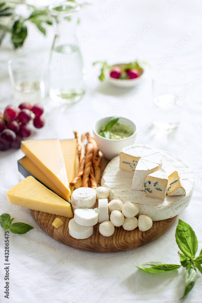 Cheese Board served with a chilled drink for a light snack