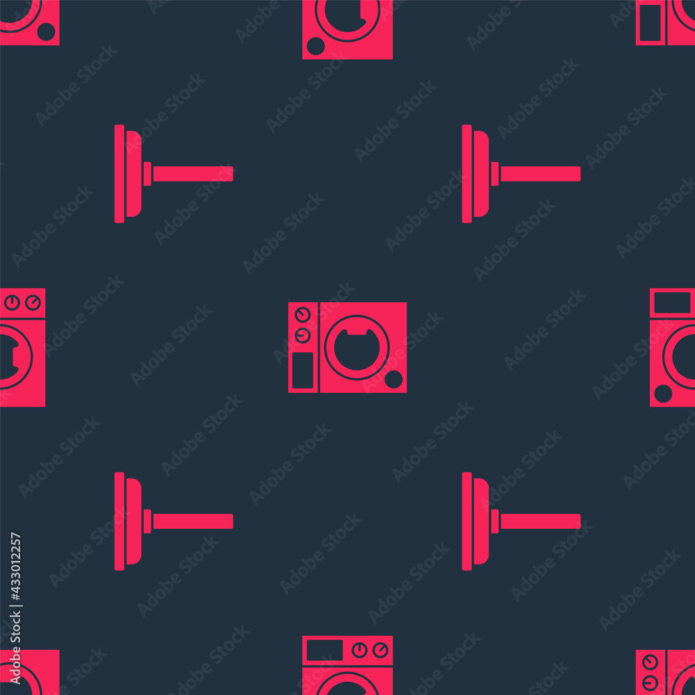 Set Rubber plunger and Washer on seamless pattern. Vector