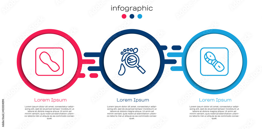 人造足迹鞋，带有足迹的放大镜和商业信息图模板