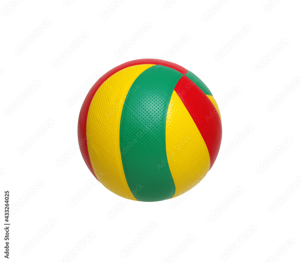 Beach ball  red , yellow and green color isolated on white