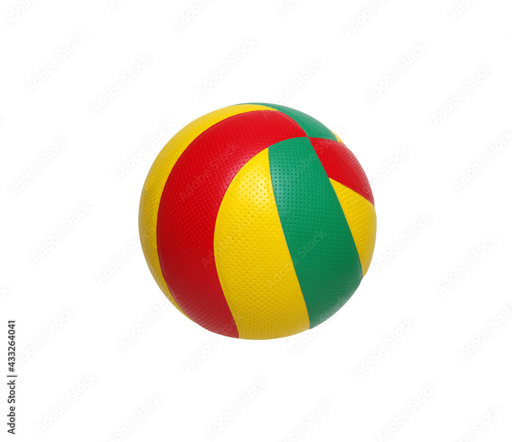 Beach ball  red , yellow and green color isolated on white