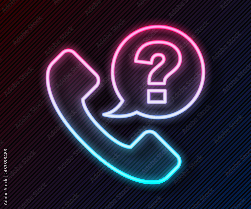 Glowing neon line Telephone 24 hours support icon isolated on black background. All-day customer sup