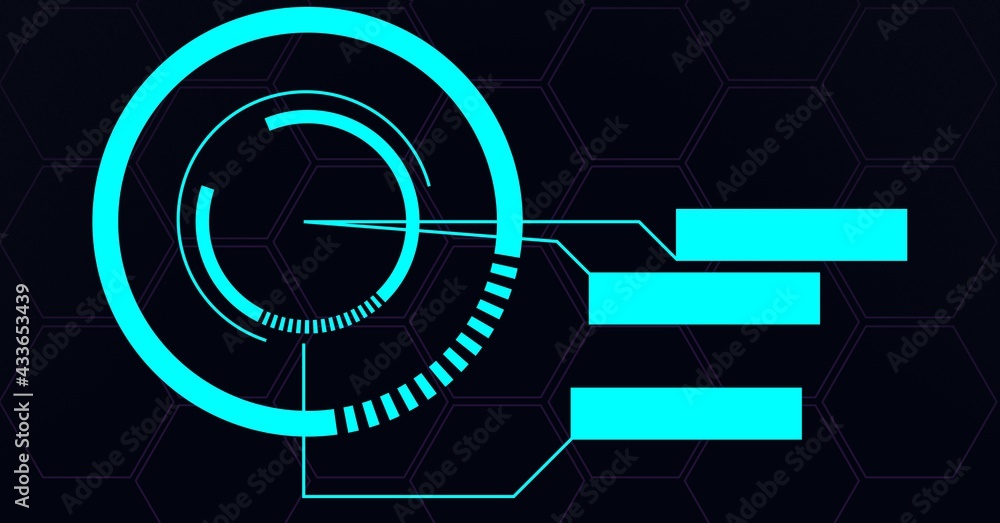 Composition of scope scanning and data processing on black background