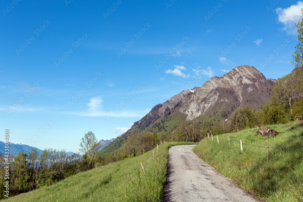 Paysage du Parc Naturel Régional des Bauges en Savoie en France dans les montagnes des Alpes