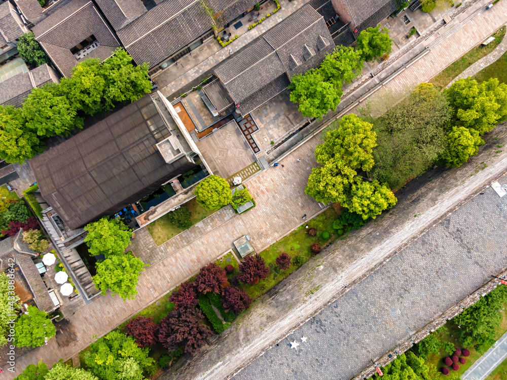 Aerial photography of ancient buildings in Laomendong, Nanjing