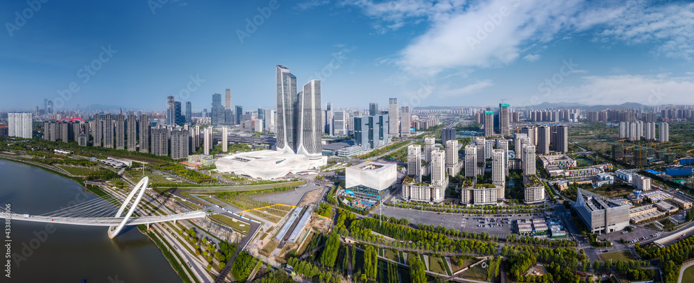 Aerial photography of the architectural landscape of the Hexi Central Business District in Nanjing