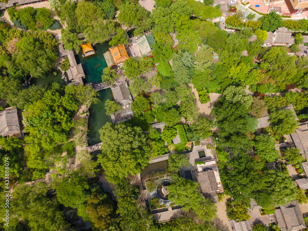 Aerial photography of Baotu Spring Park, Jinan