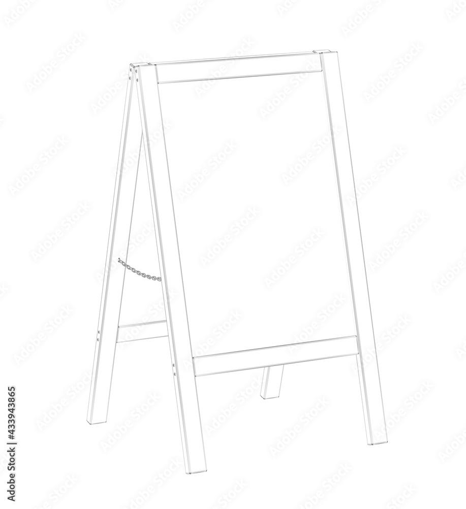 3D wire-frame model of menu display board for restaurant or cafe