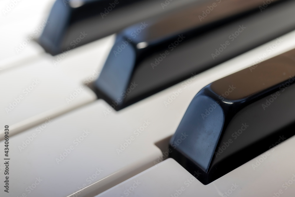 piano keys, close-up. about music.