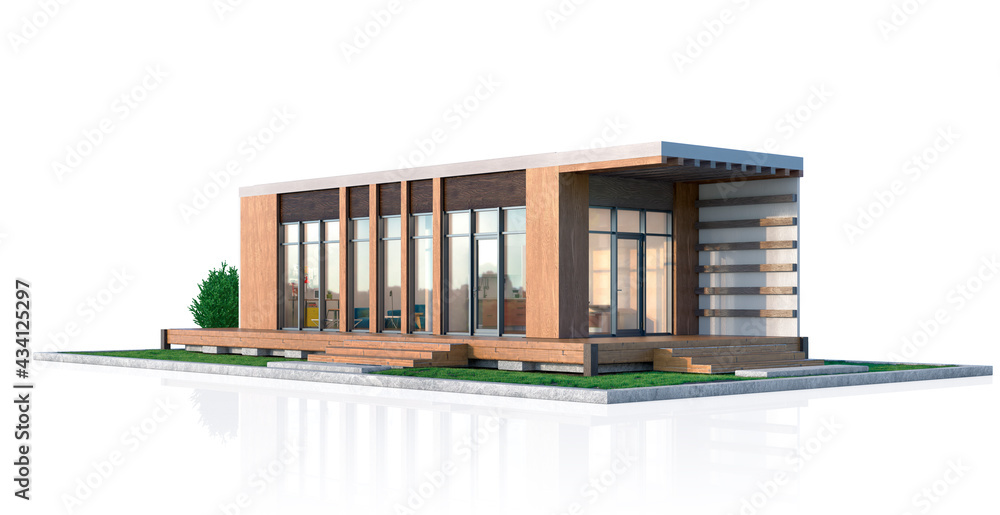 Modular house isolated on the white background. 3d illustration