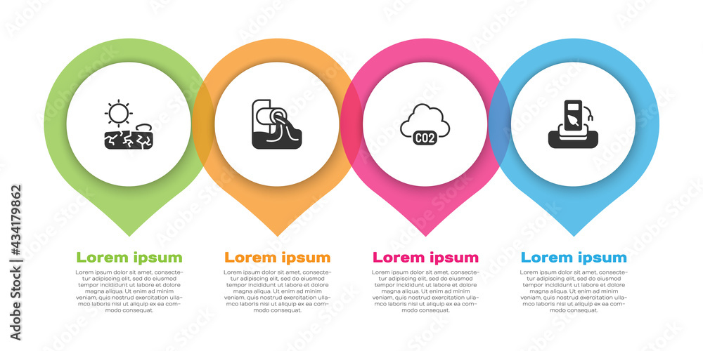 将干旱、废水、二氧化碳排放设置在云中和加油站或加油站。商业信息图温度