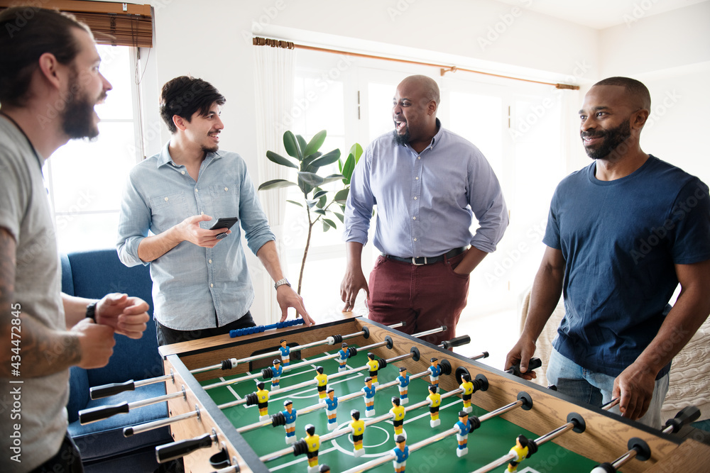 People playing table football