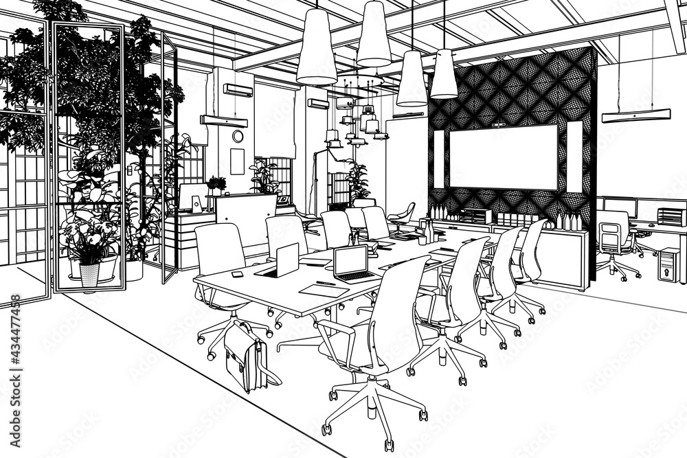 Contemporary Meeting Area Design (sketch) - 3d visualization