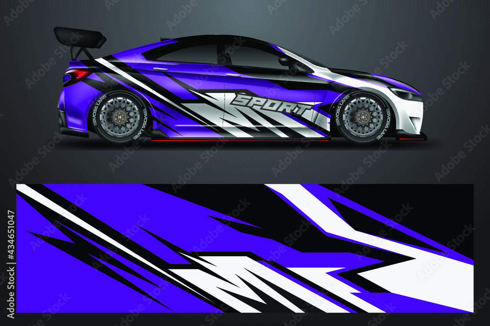 Car Wrap livery decal vector , supercar, rally, drift . Graphical abstract stripe racing background