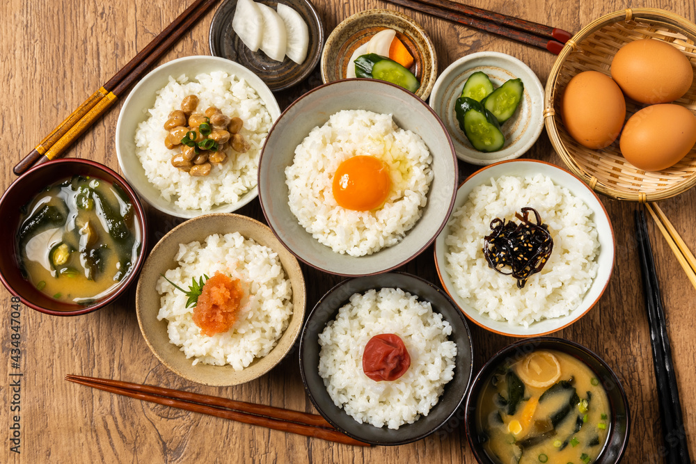 ごはんとおかず　Side dishes of rice japanese food