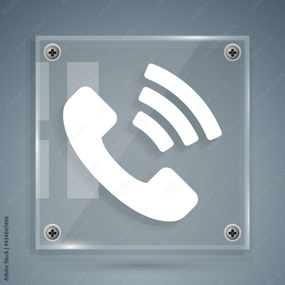 White Telephone 24 hours support icon isolated on grey background. All-day customer support call-cen