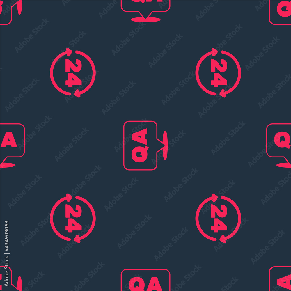 Set Telephone 24 hours support and Question and Answer on seamless pattern. Vector