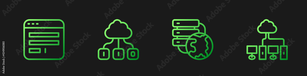 Set line Network cloud connection, Browser window, Cloud technology data transfer and Computer netwo