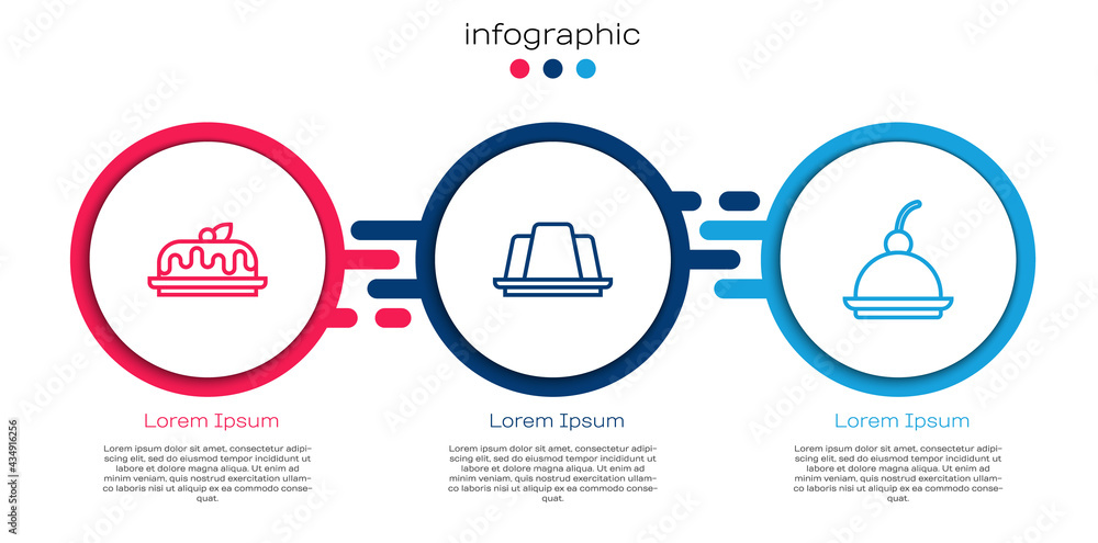 套餐蛋糕、果冻蛋糕和樱桃芝士蛋糕。商业信息图模板。矢量