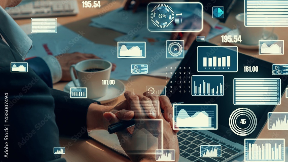 Creative visual of business data analyzing technology . Concept of digital data for marketing analys