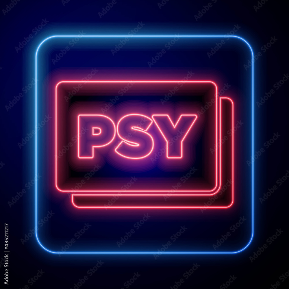 Glowing neon Psychology icon isolated on blue background. Psi symbol. Mental health concept, psychoa