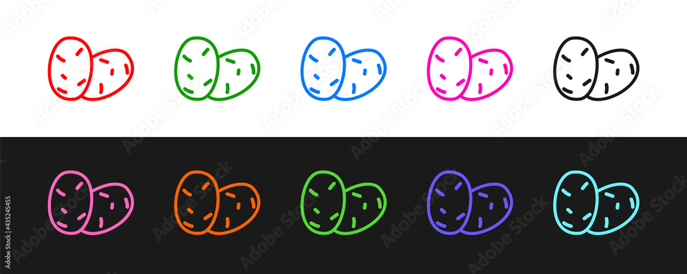 Set line Potato icon isolated Set line background. Vector