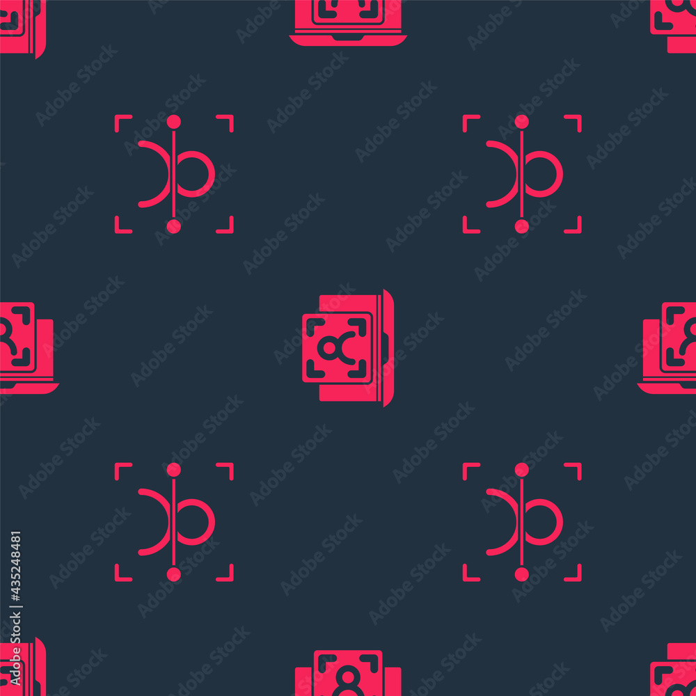 Set Face recognition and Laptop with face on seamless pattern. Vector