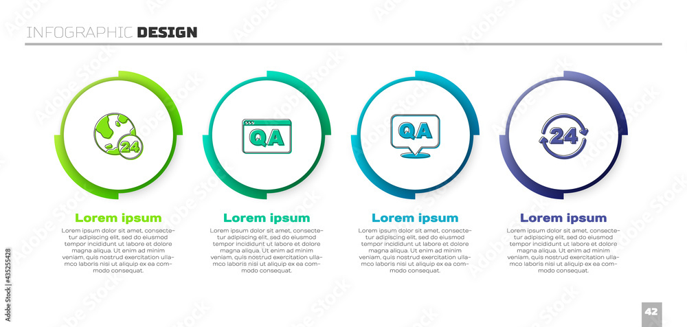 设置电话24小时支持、问答和.Business infographic template.Vvector