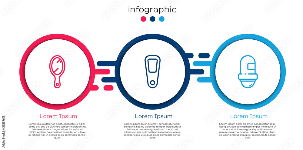 Set line Hand mirror, and Antiperspirant deodorant roll. Business infographic template. Vector