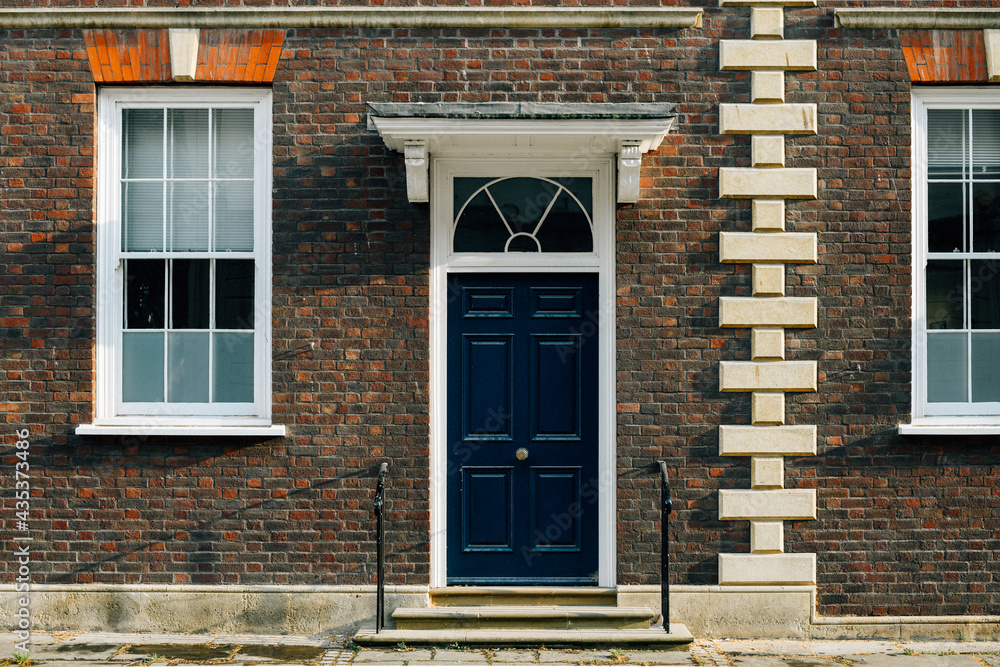 Exterior view of a British townhouse facade