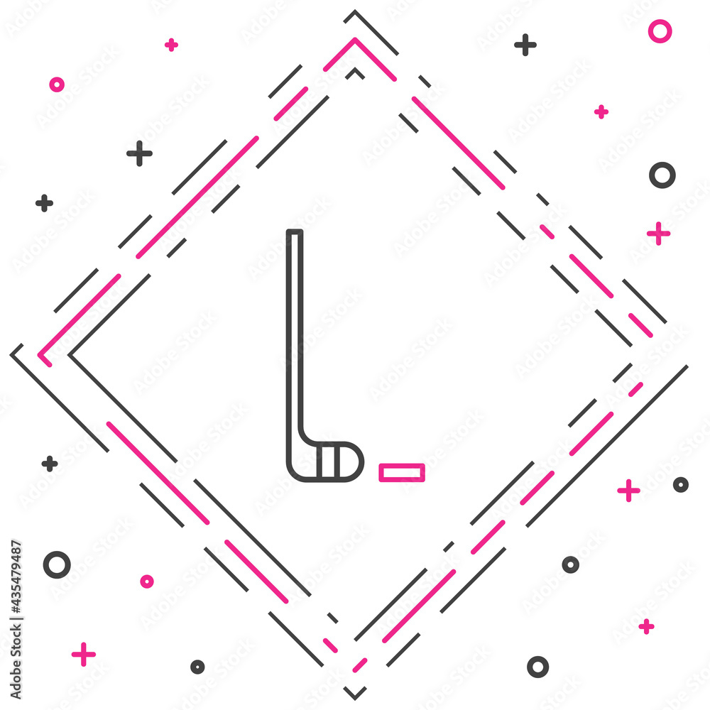 Line Ice hockey stick and puck icon isolated on white background. Colorful outline concept. Vector I