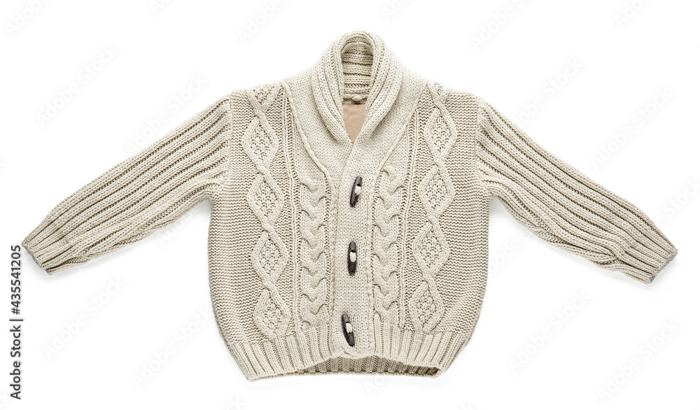 Childrens sweater on white background