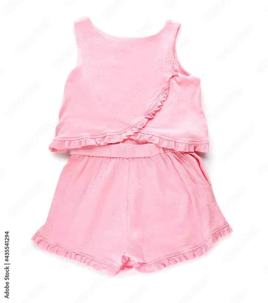 Childrens clothes on white background