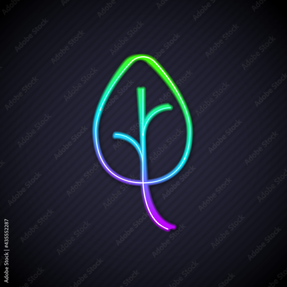 Glowing neon line Leaf icon isolated Glowing neon line background. Leaves sign. Fresh natural produc