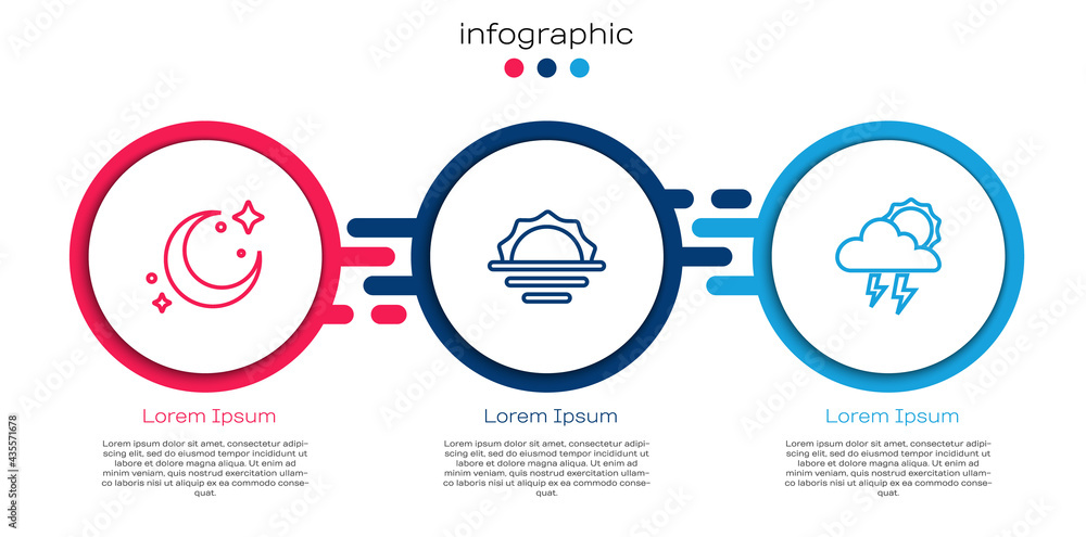 设定月亮和星星，日出和风暴。商业信息图模板。矢量