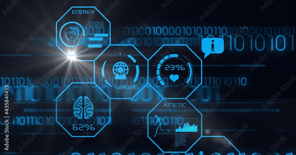 二进制编码的蓝色科学数字图标的组成