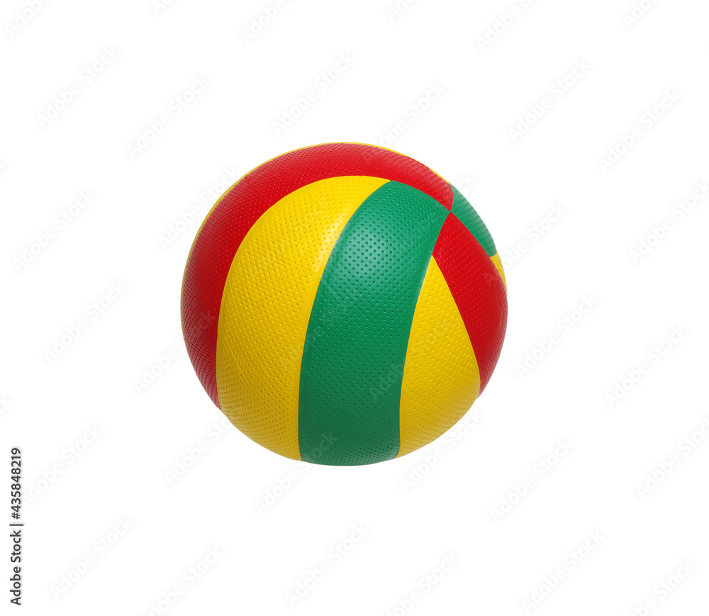 Beach ball  red , yellow and green color isolated on white