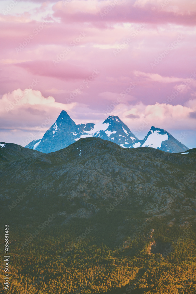 Sunset mountain landscape in Sweden aerial view scandinavian nature scenery travel beautiful destina