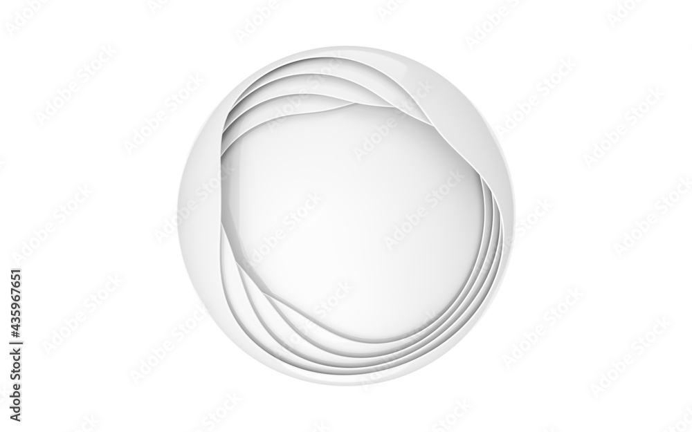 White curves with abstract geometry, 3d rendering.