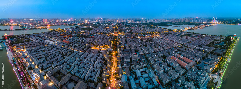 Aerial photograph of Dongchang ancient city in Liaocheng, Shandong Province