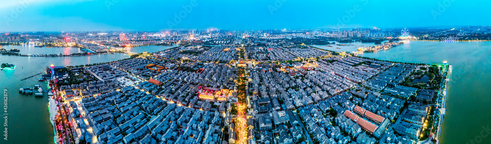 Aerial photograph of Dongchang ancient city in Liaocheng, Shandong Province