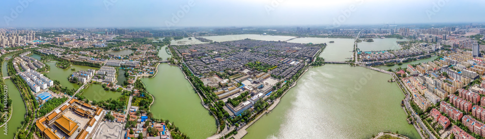 Aerial panorama of Dongchang ancient city in Liaocheng, Shandong Province