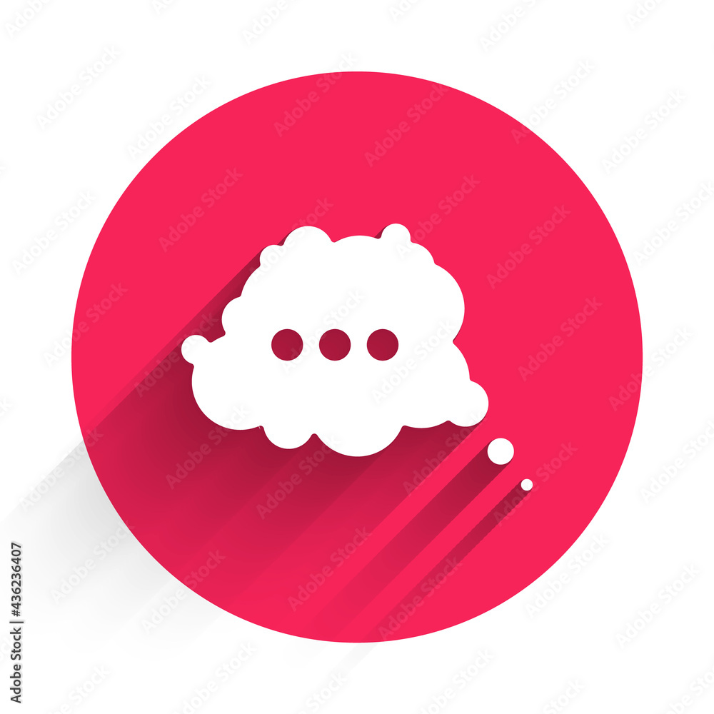 White Speech bubble chat icon isolated with long shadow. Message icon. Communication or comment chat