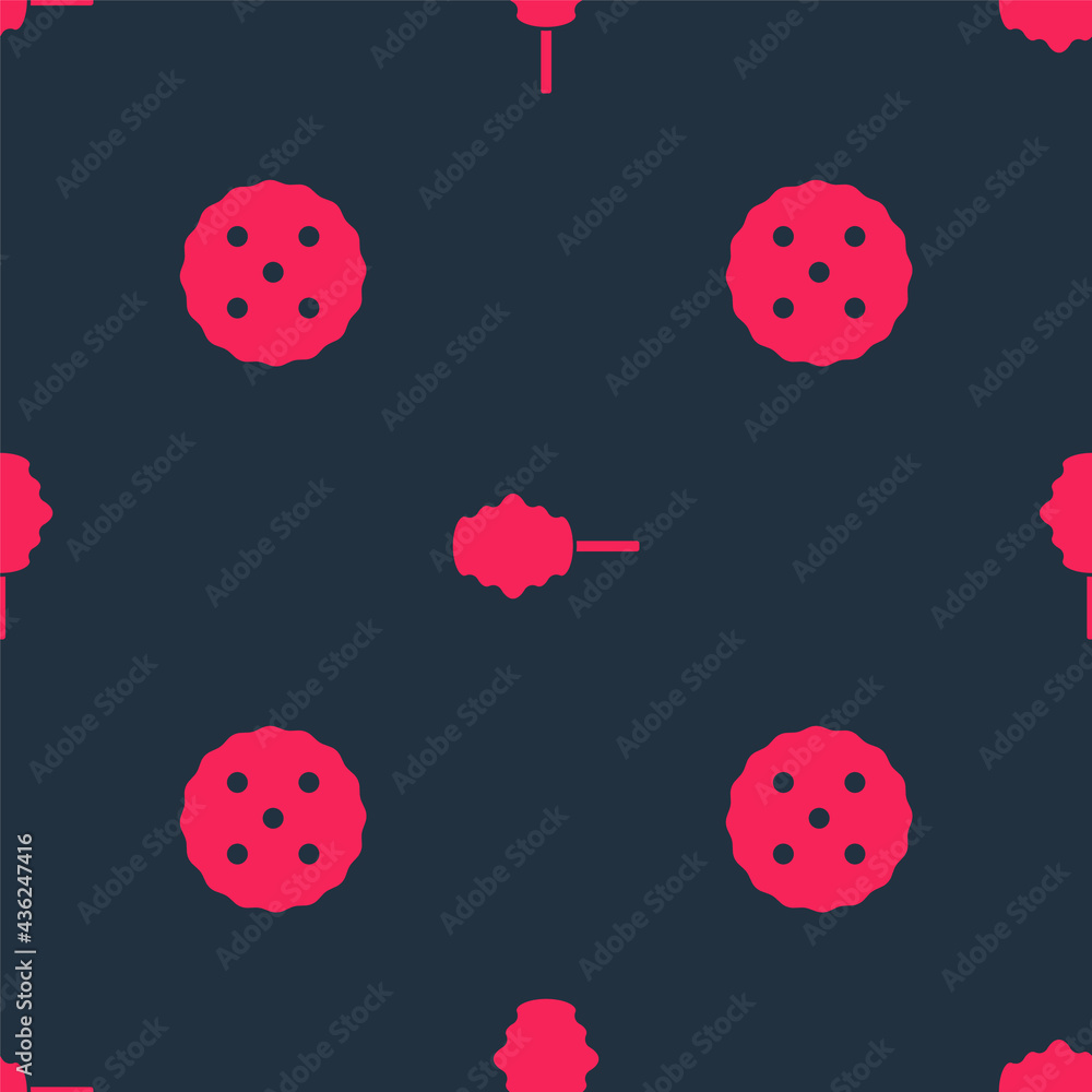 Set Cookie or biscuit and Cotton candy on seamless pattern. Vector