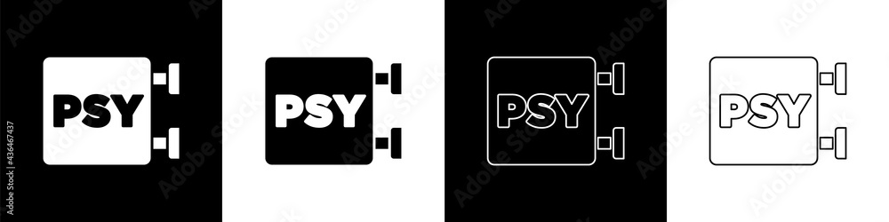 Set Psychology icon isolated on black and white background. Psi symbol. Mental health concept, psych