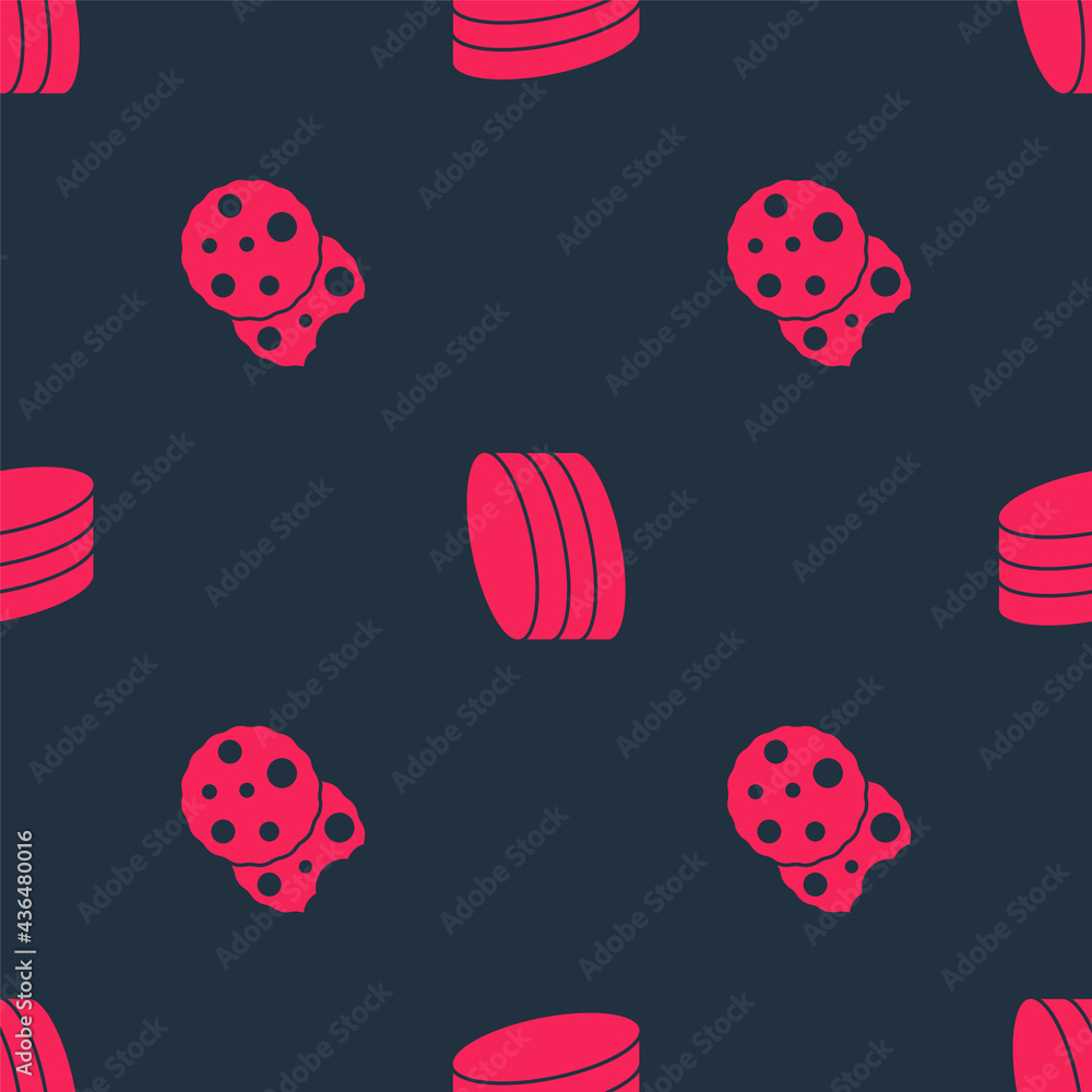 Set Cookie or biscuit and Brownie chocolate cake on seamless pattern. Vector