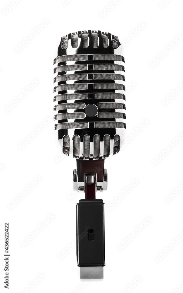 Retro microphone on white background